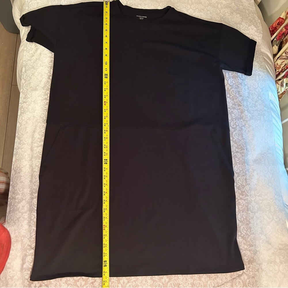 new ~Eileen Fisher ~ Black Organic Cotton Jersey Round Neck Dress in size Large - Picture 7 of 8